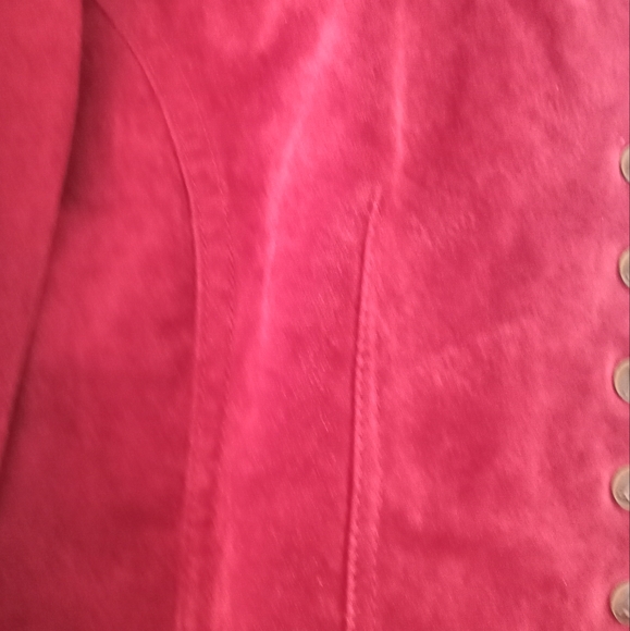 Live A Little Vintage 90's Jacket Top Red Raspberry Leather Button Down - Picture 7 of 15